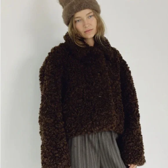 The Faux Fur Coat, Espresso by Boheme Goods - Picture 2 of 12
